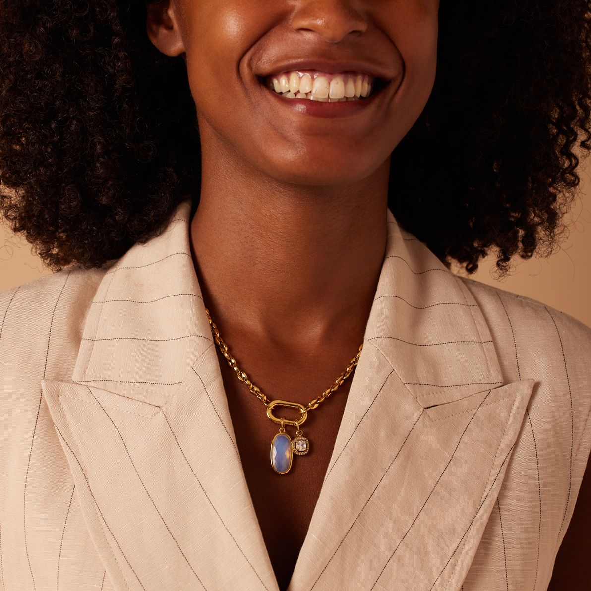Stalen goldplated bedelketting voor dames