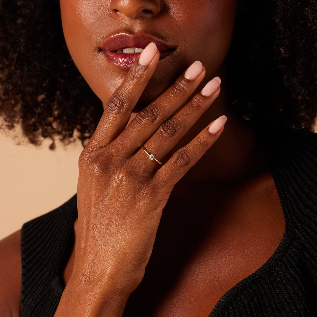 14 Karat Gelbgoldring mit lab-grown Diamant 0,20 ct