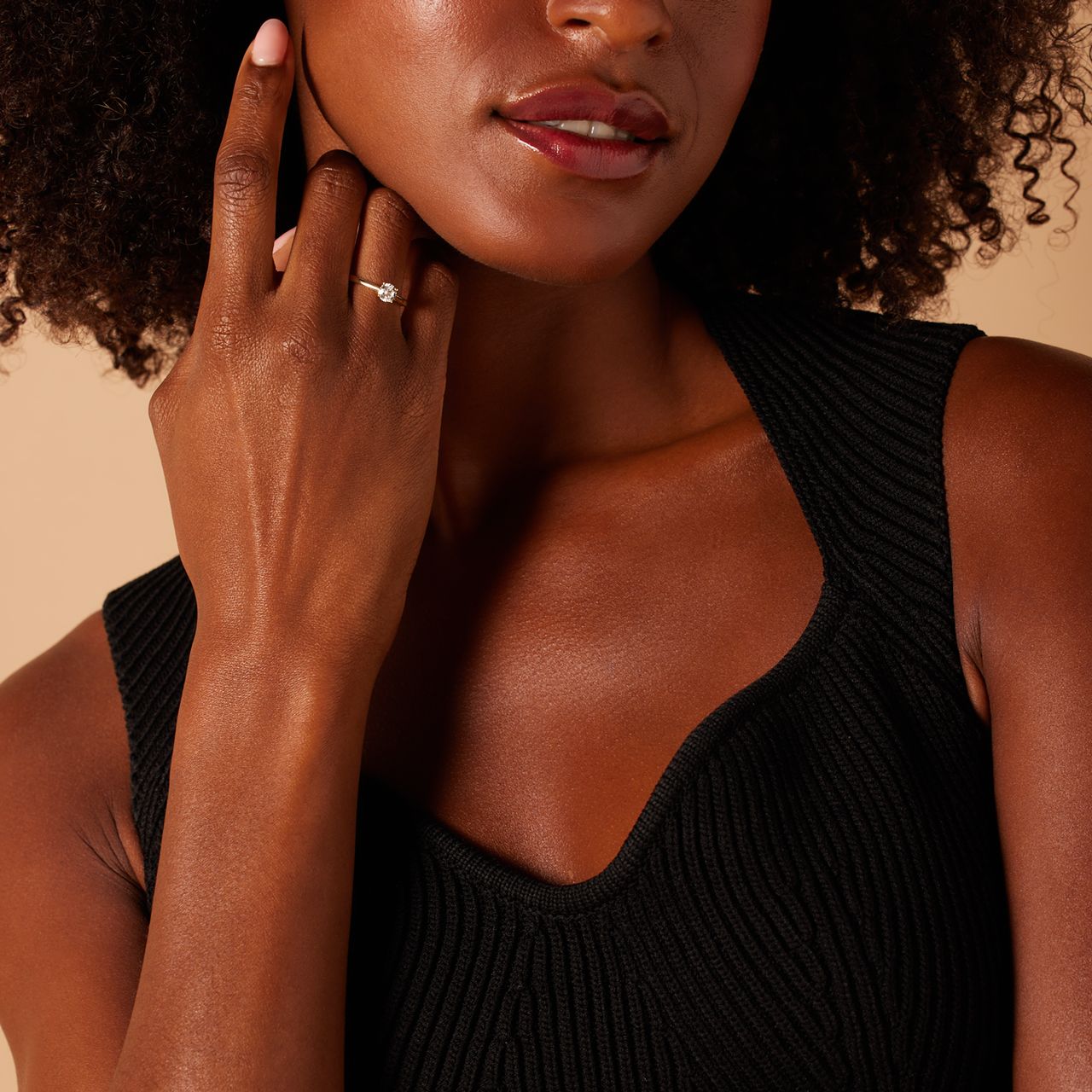14 Karat Gelbgold Solitärring mit lab-grown Diamant 0,50 ct