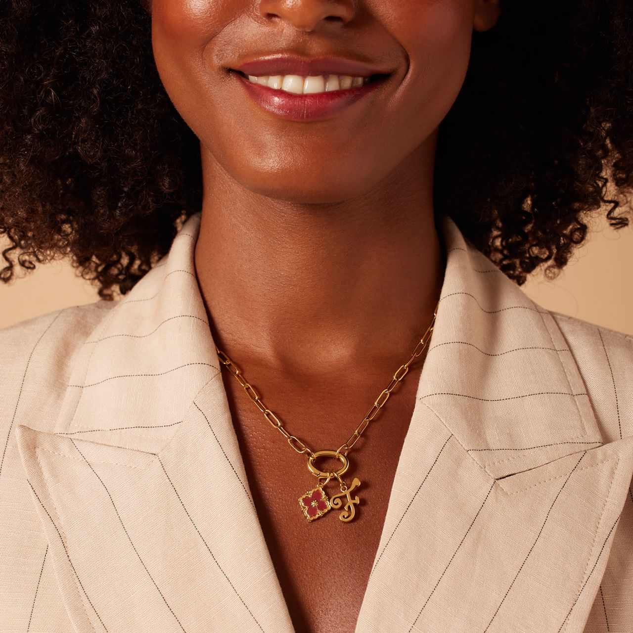 Stalen goldplated bedelketting voor dames