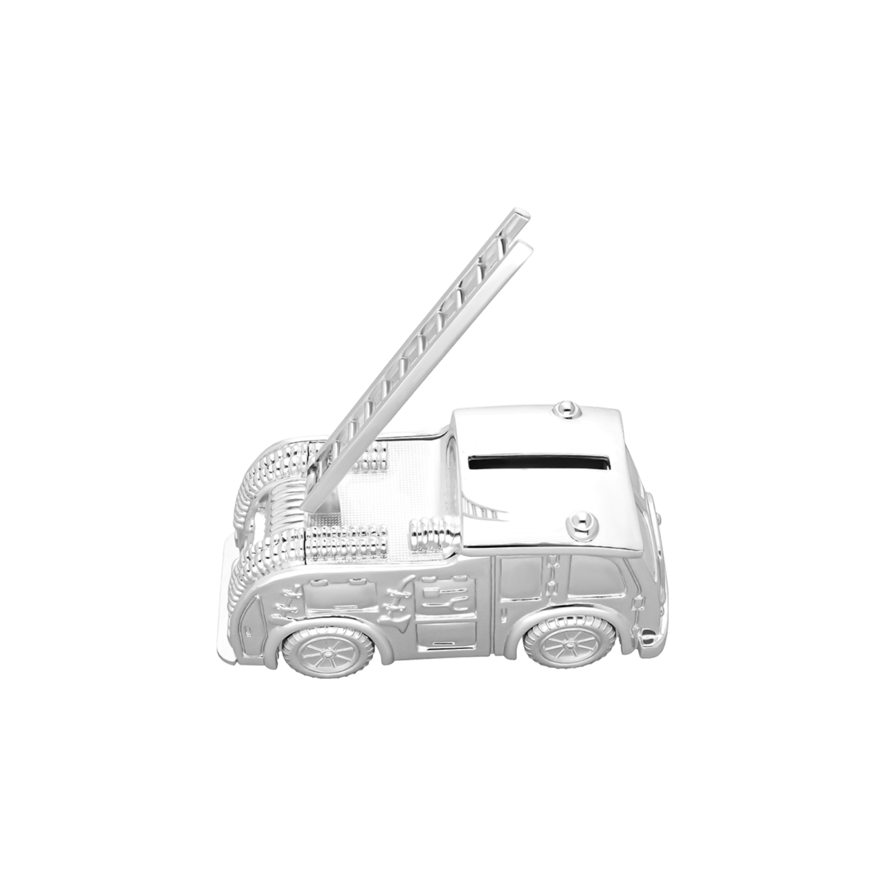 Versilberte Sparbüchse Feuerwehrauto