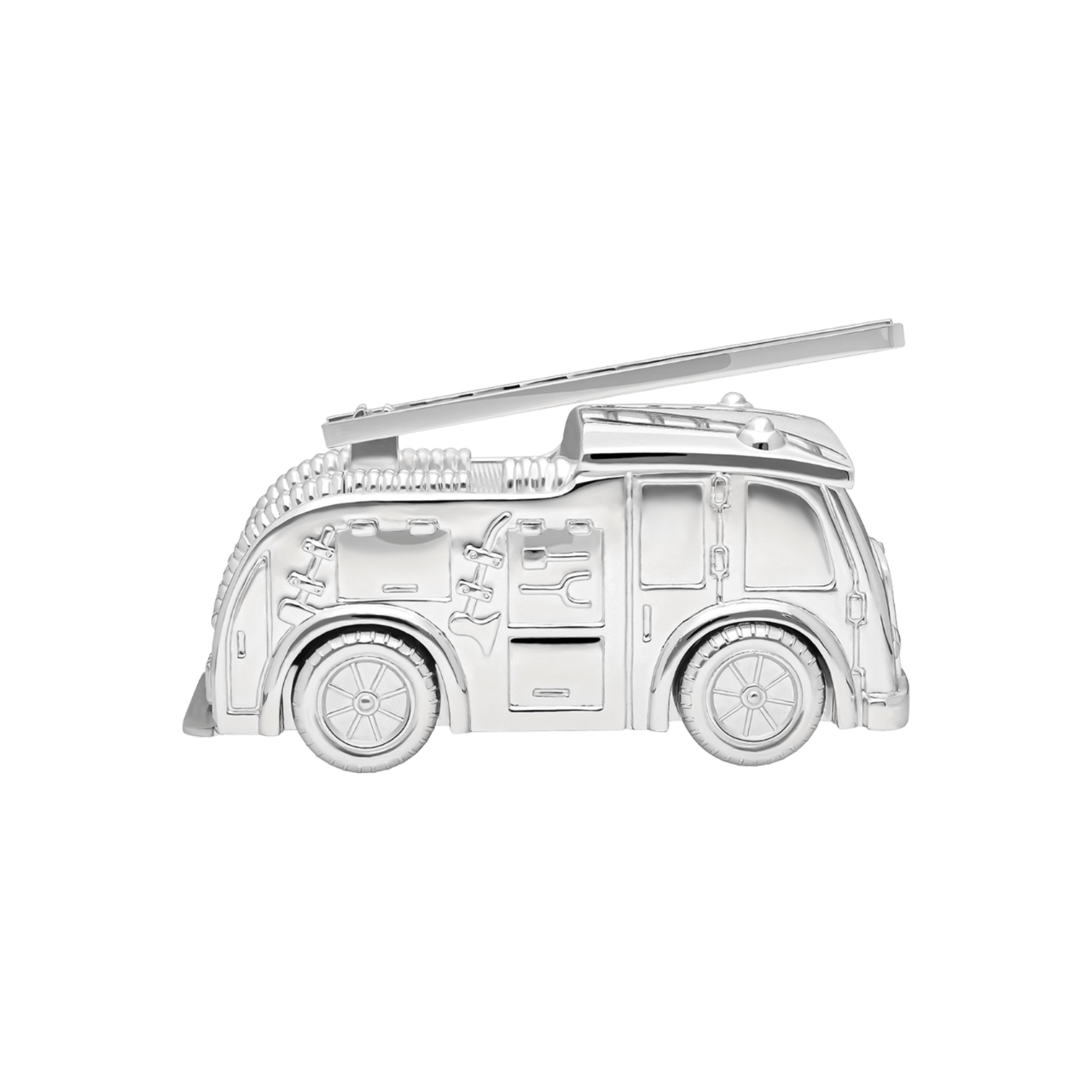 Verzilverde spaarpot brandweerwagen