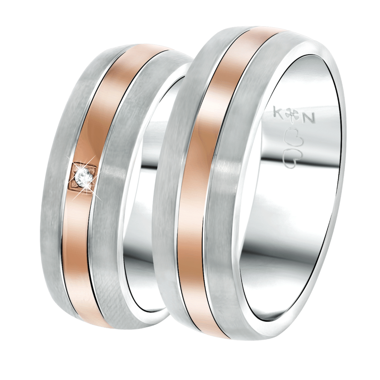 Stainless steel roséplated ring met zirkonia voor dames