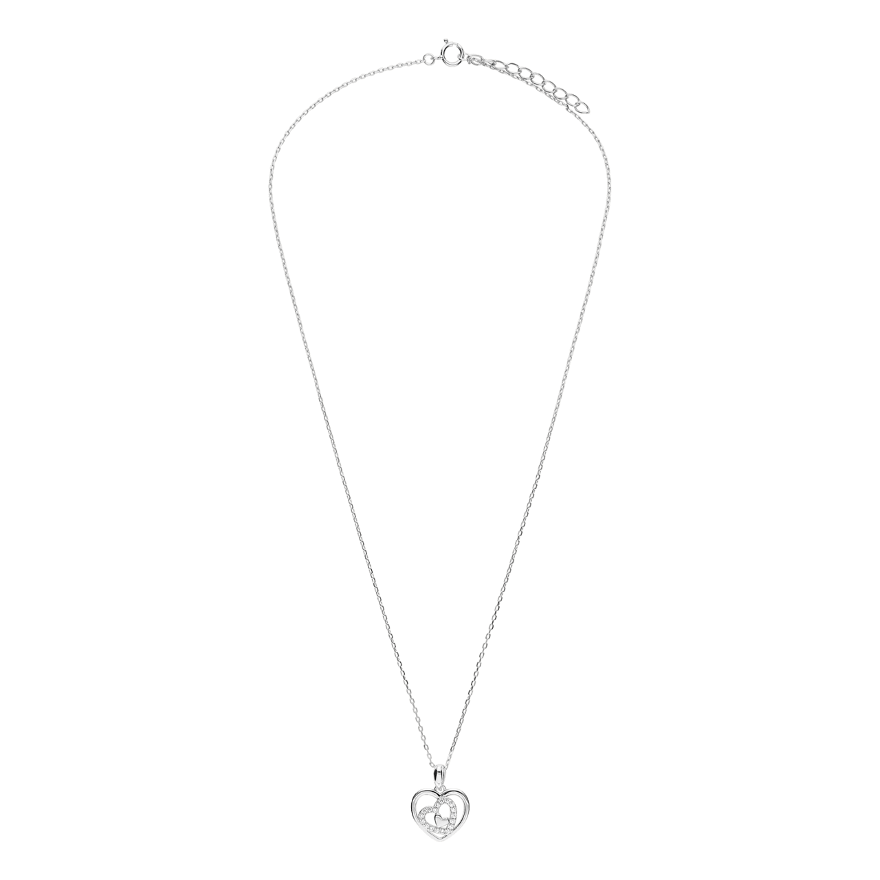 Silberkette mit zirkoniabesetztem Herzanhänger