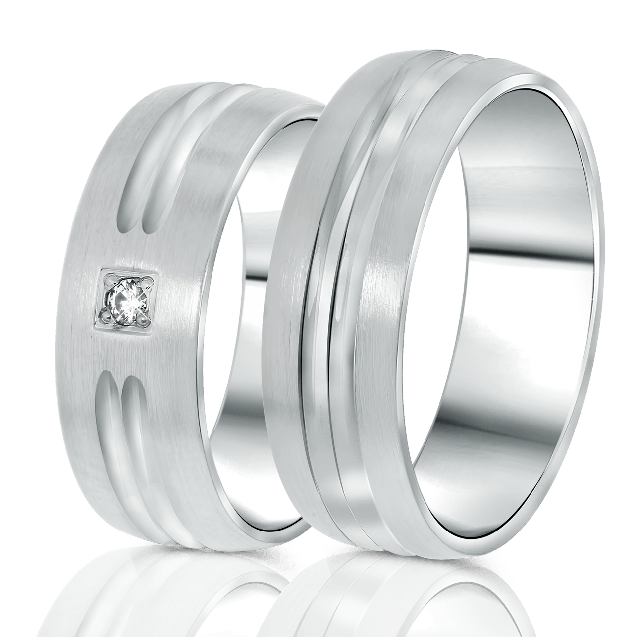 Beziehungsring in rhodiniertem 925 Silber Diamant Bandung