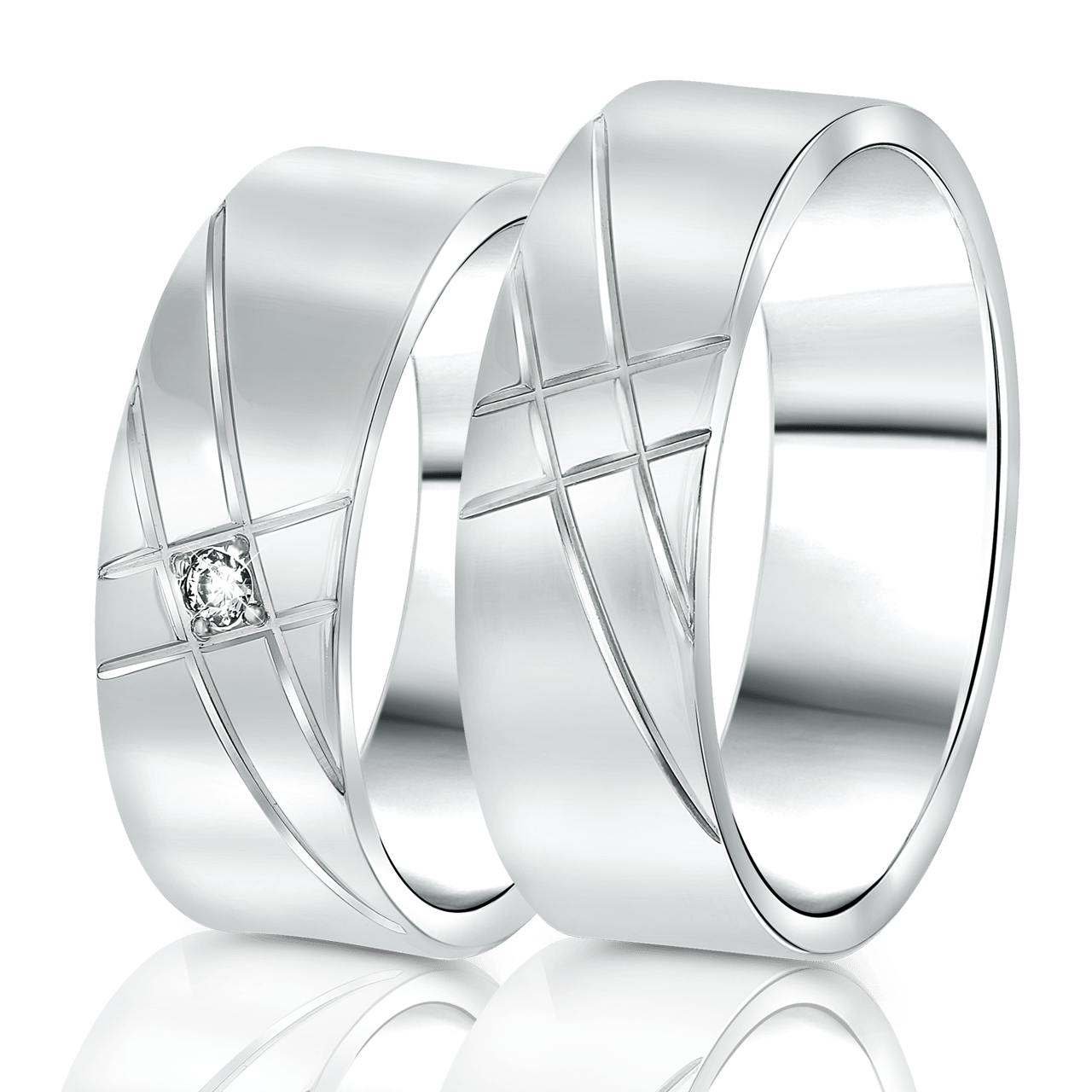 Beziehungsring in rhodiniertem 925 Silber Diamant Bogor