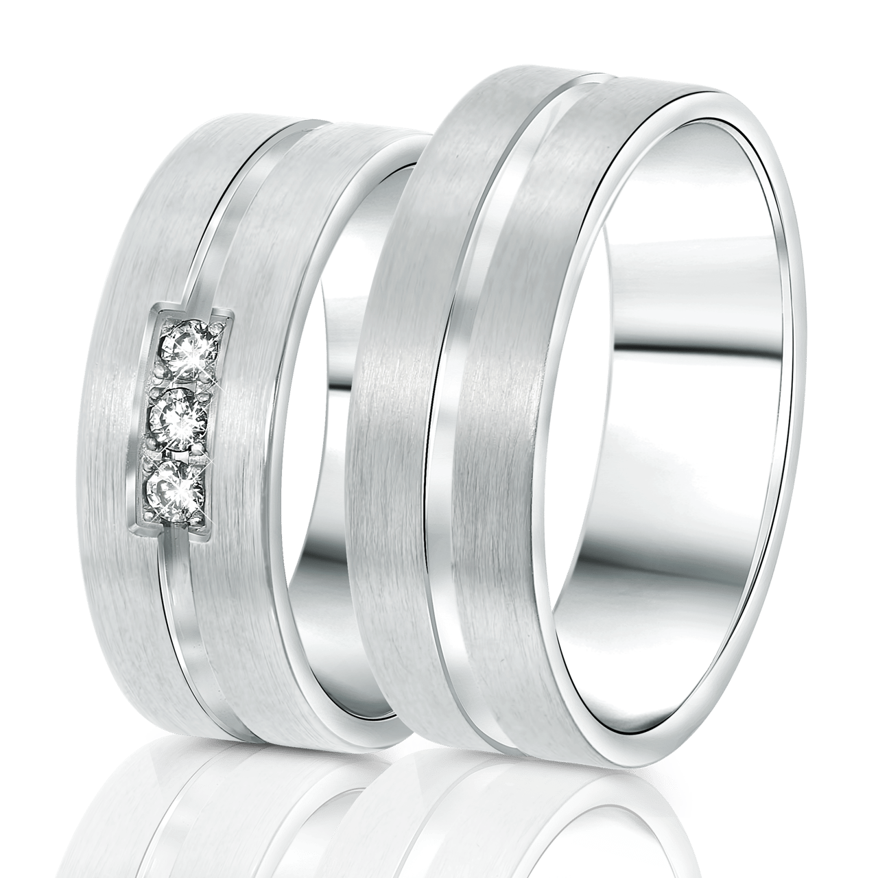 Beziehungsring, 925 Silber, rhodiniert, Diamant Java