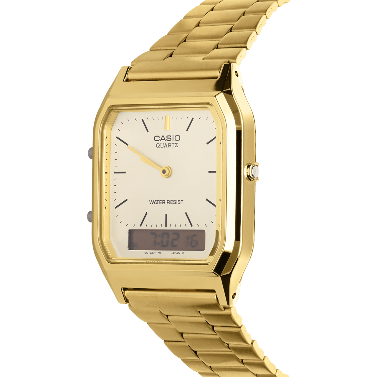 Casio Retro Analoog en digitaal Heren Horloge Goudkleurig AQ-230GA-9DMQYES