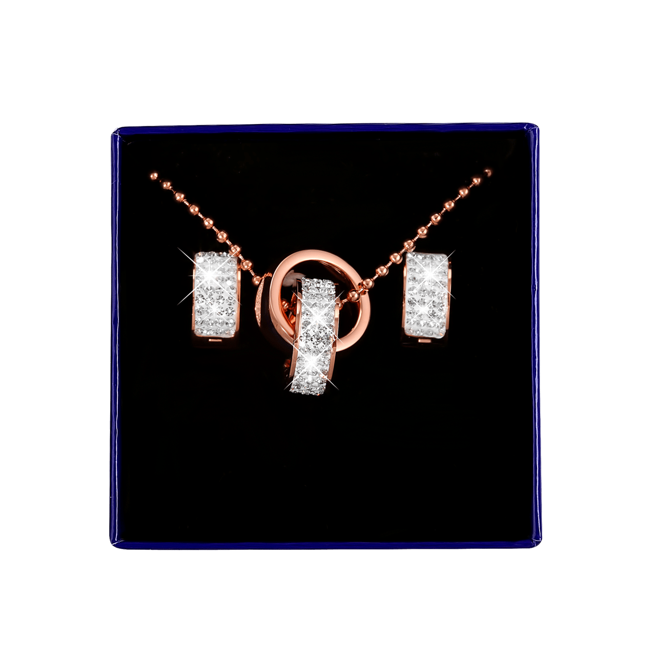 Gerecycleerd stalen set rose met kristal