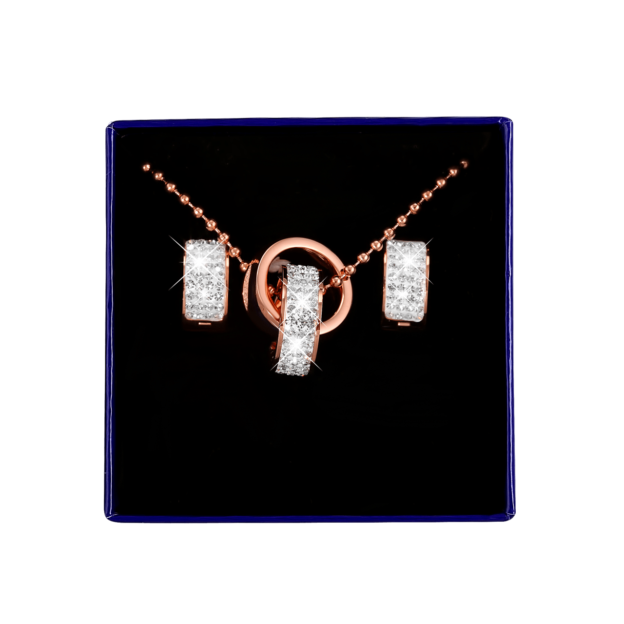 Stainless steel roséplated rose met kristal voor dames