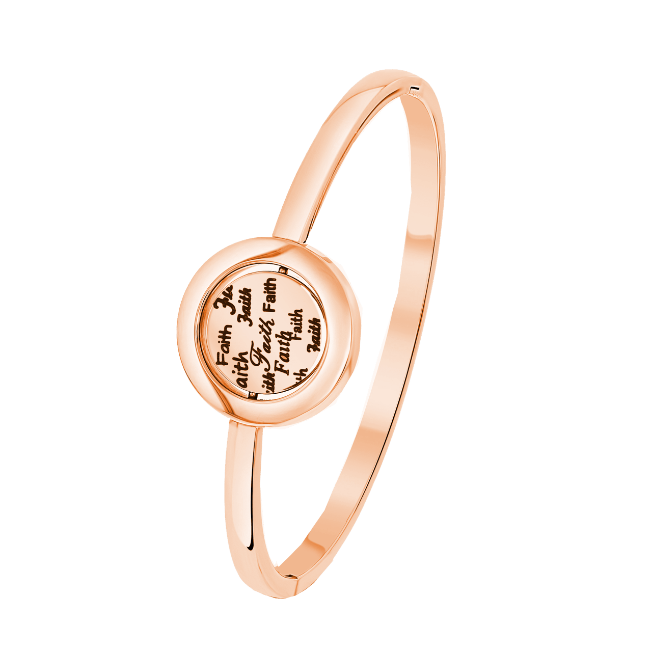 Stalen roséplated bangle met kristal voor dames