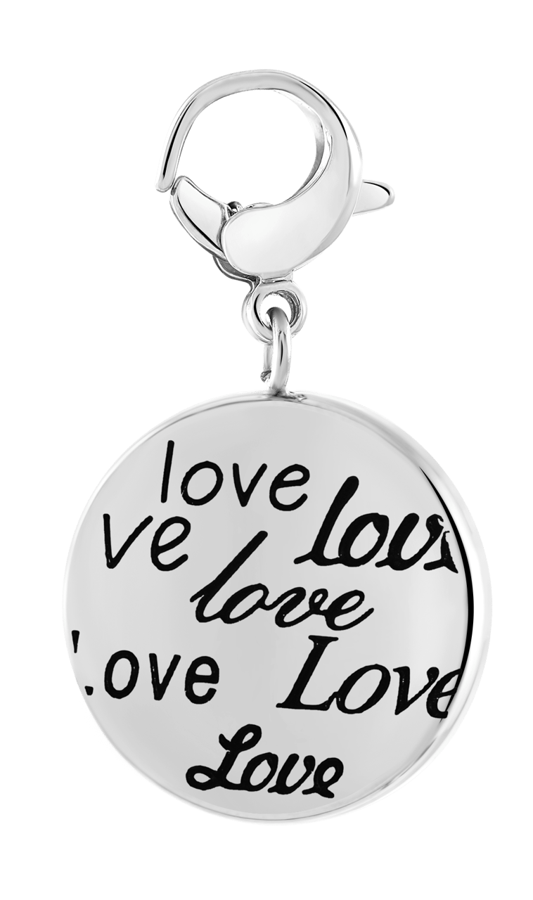 Gerecycleerd just.d stainless steel hanger hart/love met kristal