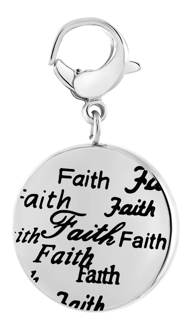 Gerecycled just.d stainless steel hanger kruis/faith met kristal