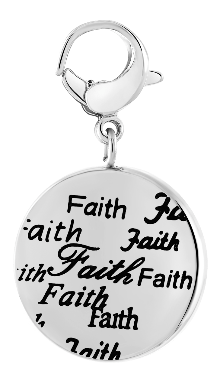 Gerecycled just.d stalen hanger kruis/faith met kristal