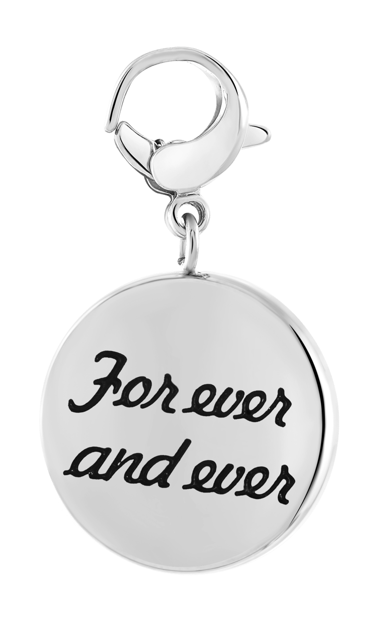 Gerecycleerd just.d stalen hanger infinity/forever met kristal