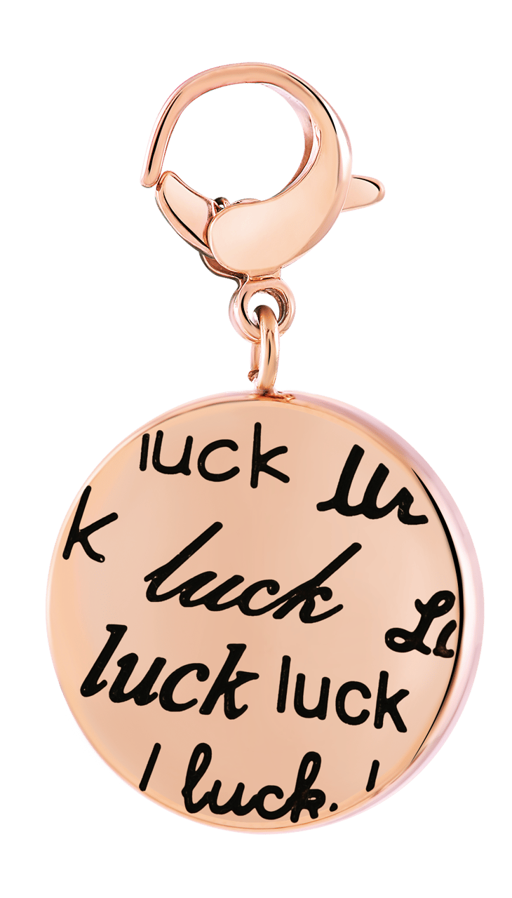 Gerecycled just.d stalen hanger rose klaver/luck kristal