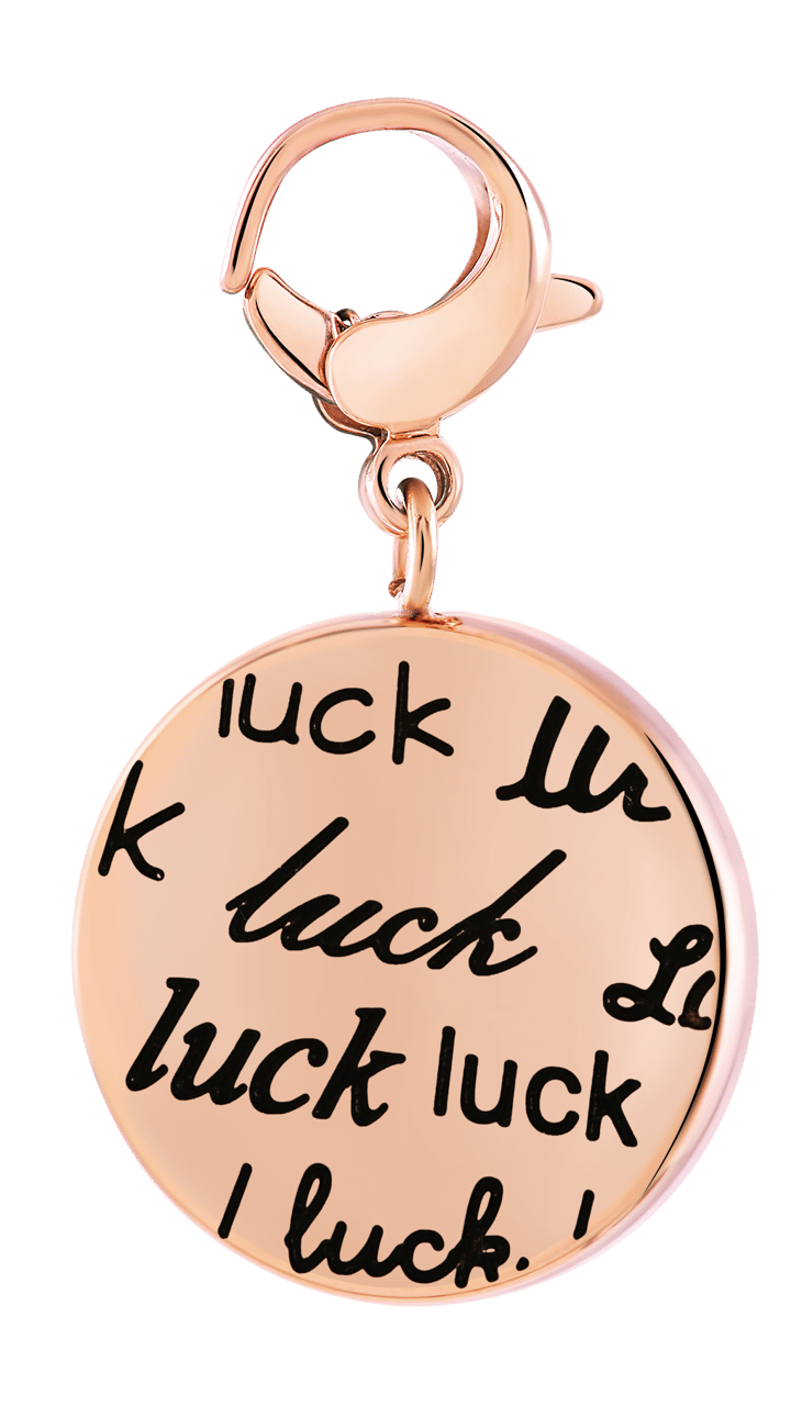 Gerecycleerd just.d stainless steel hanger rose klaver/luck kristal