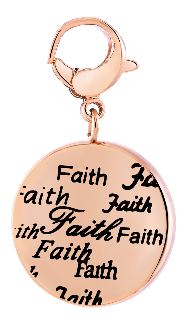 Gerecycleerd just.d stainless steel hanger rose kruis/faith kristal