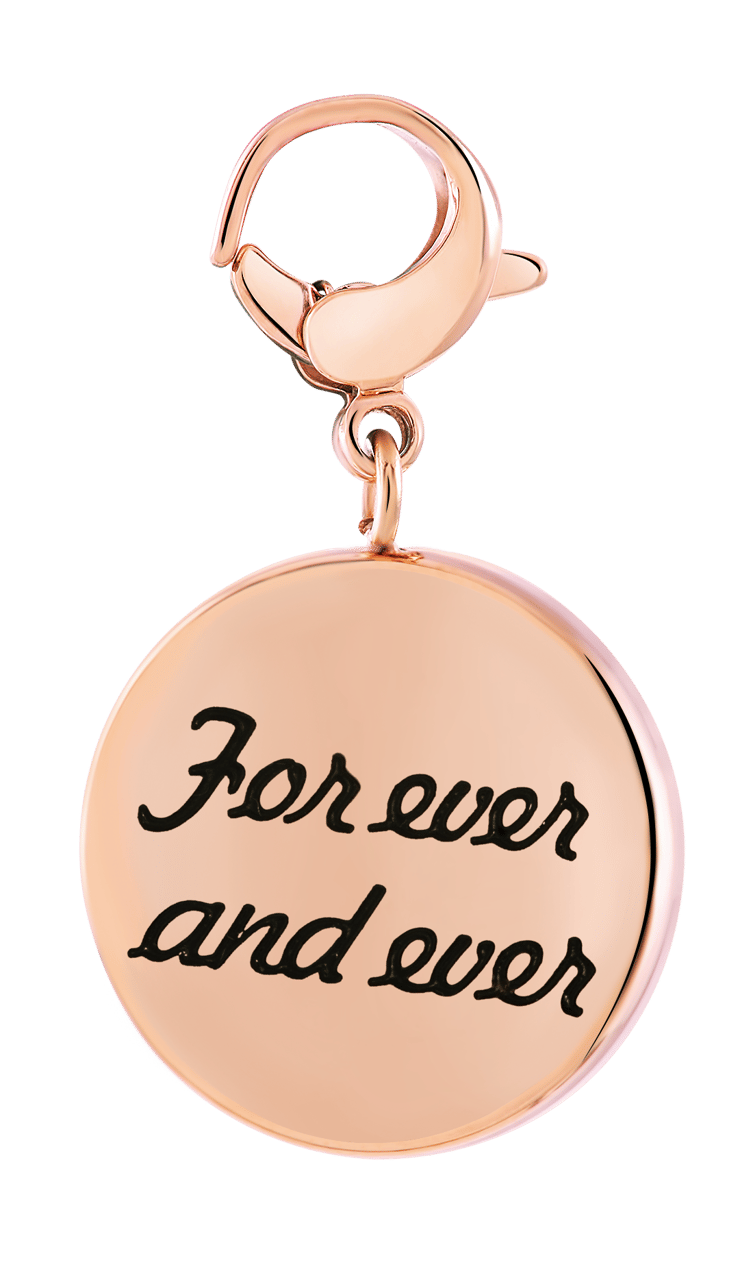 Gerecycleerd just.d stalen hanger rose infinity/4ever kristal