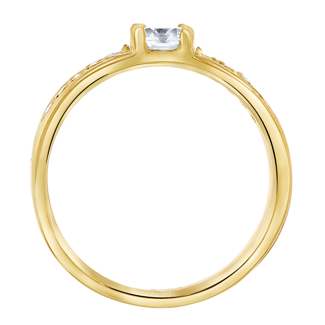 Stainless steel goldplated dames ring met zirkonia