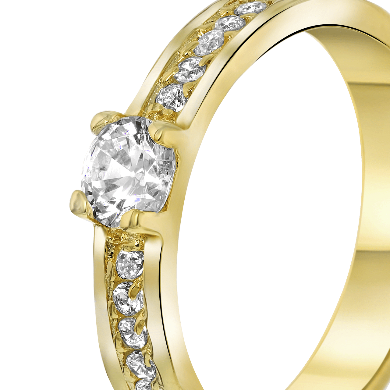 Gerecycleerd stalen goldplated aanzoeksring florence  zirkonia