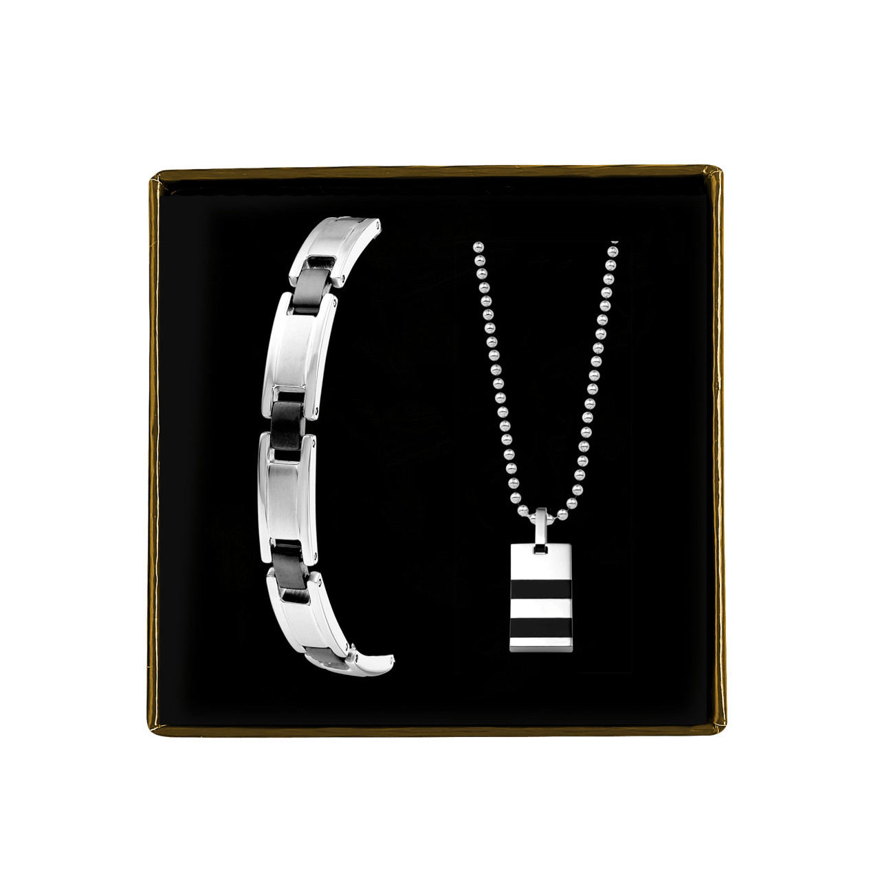 Set mit Halskette und Armband aus Edelstahl für Jungen
