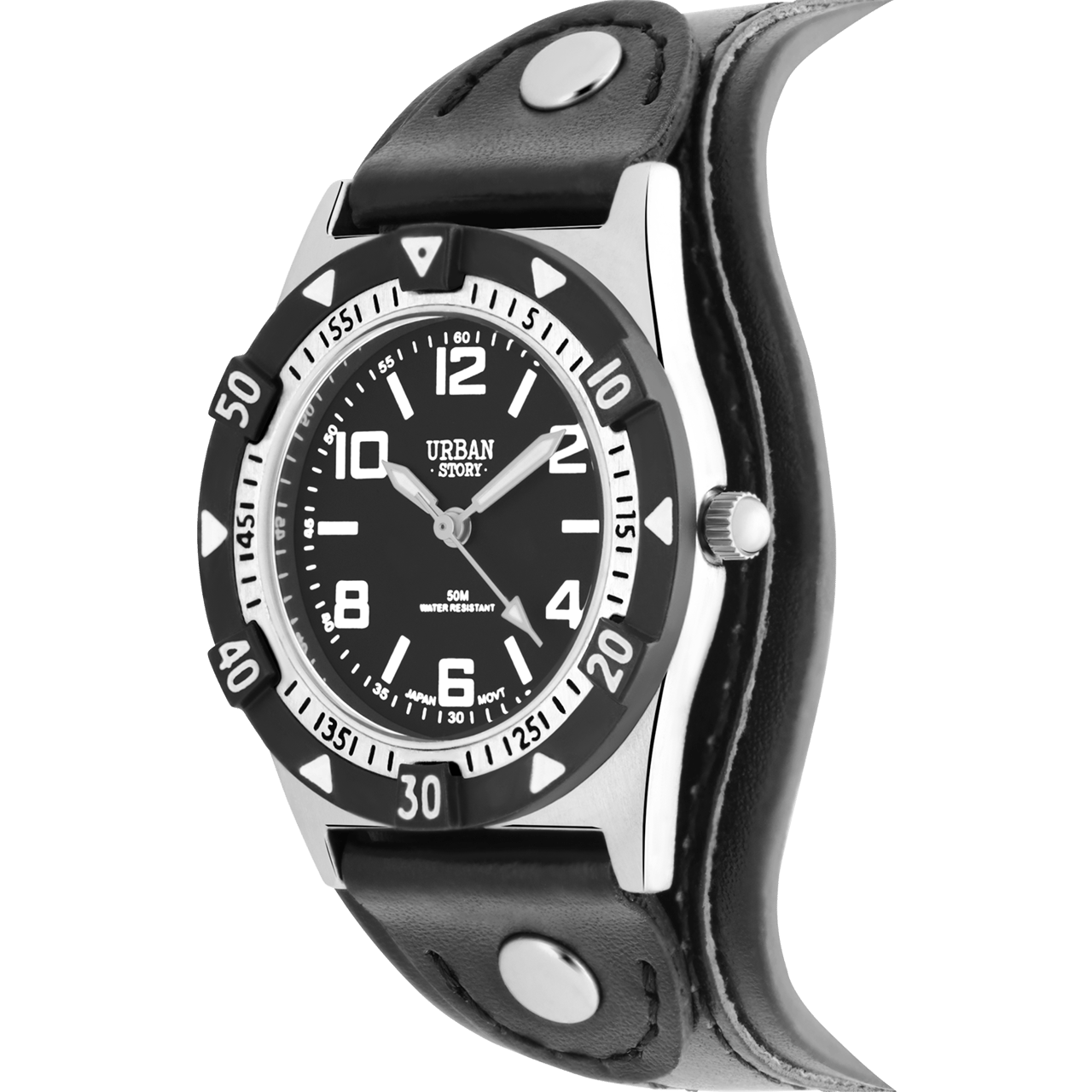 Armbanduhr für Jungen mit schwarzem PU-Lederarmband