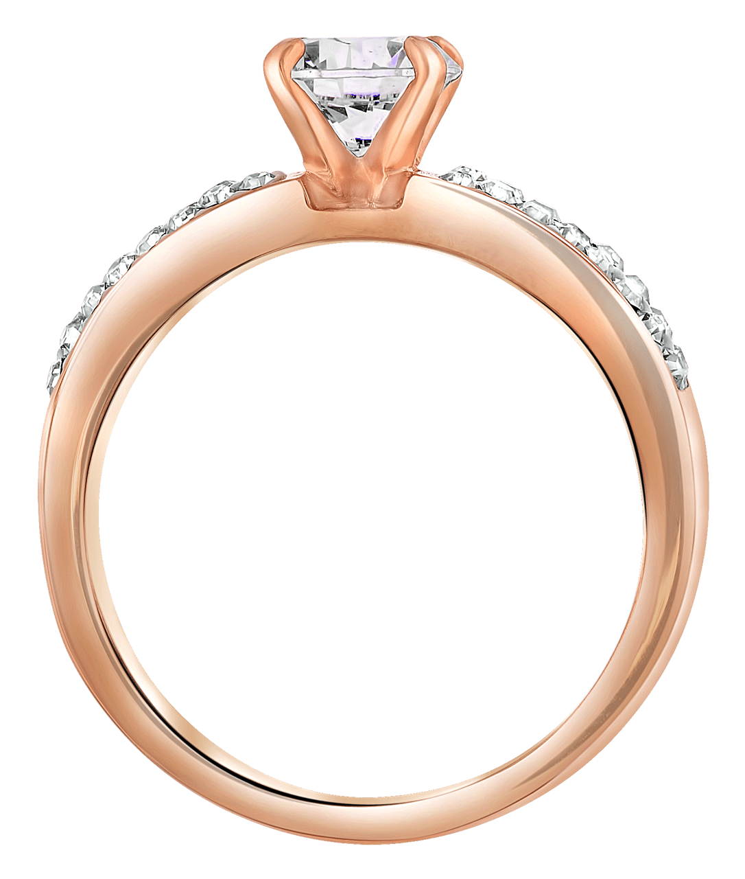 Stalen ring roseplated met kristal