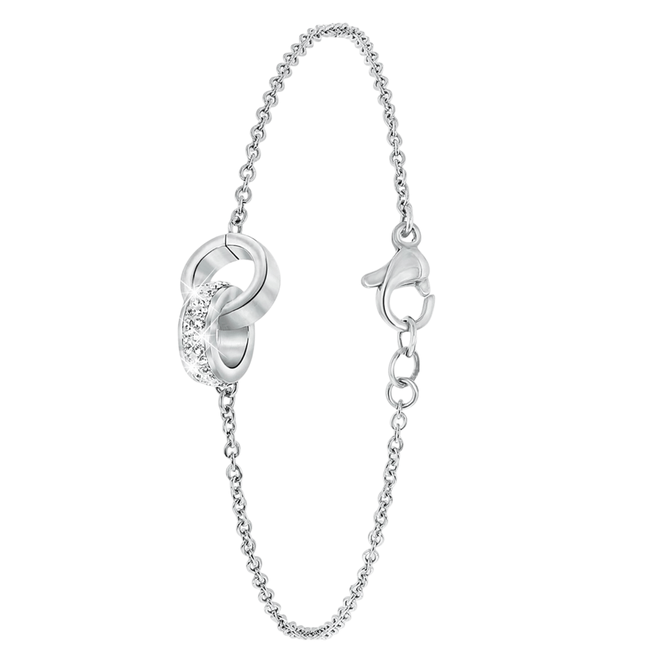 Gerecycleerd stainless steel armband ringen met kristal