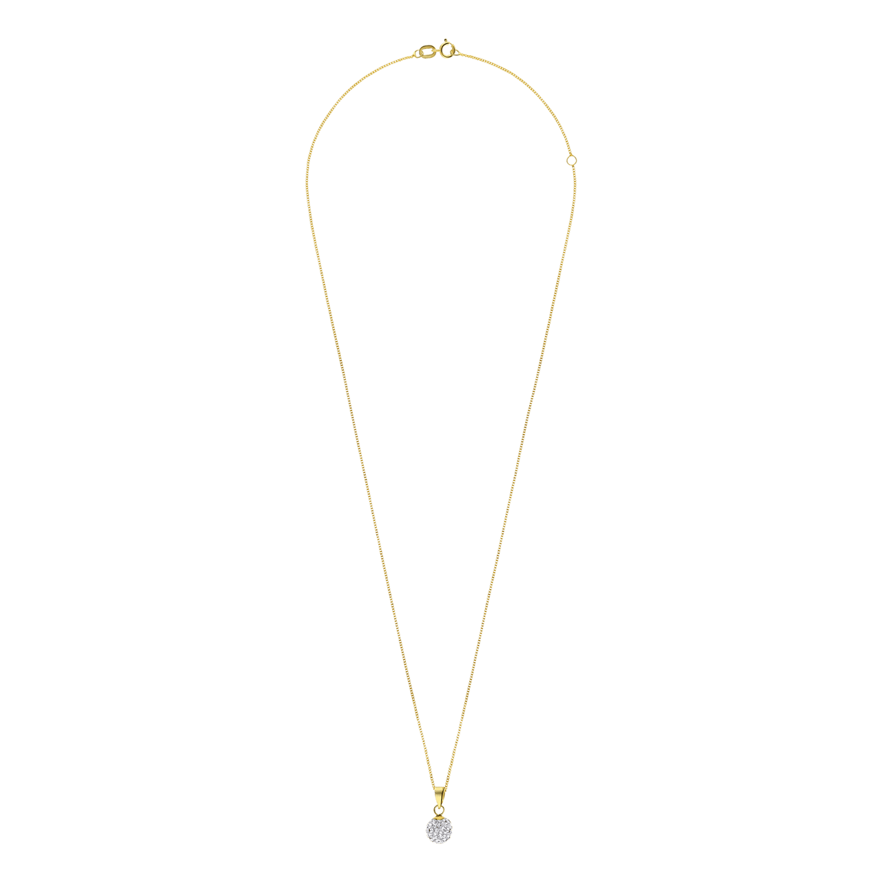 9 karaat ketting met hanger bol kristal 7mm voor dames