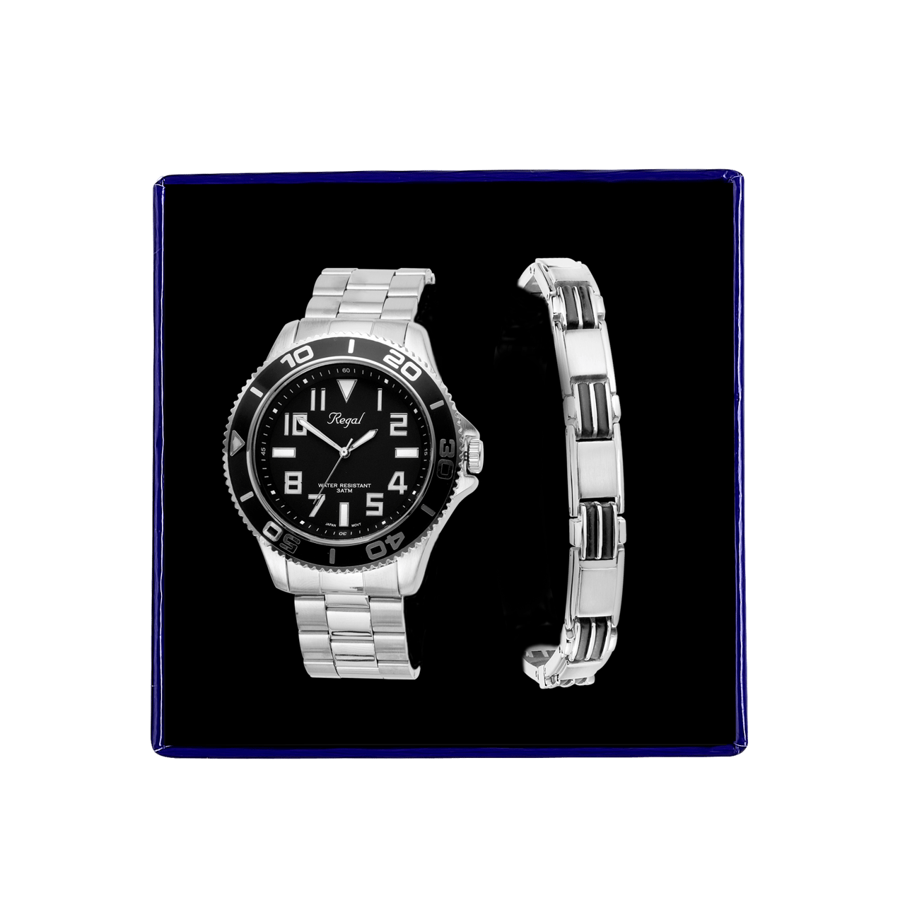 Gerecycled stalen set armband & regal horloge r14793-212