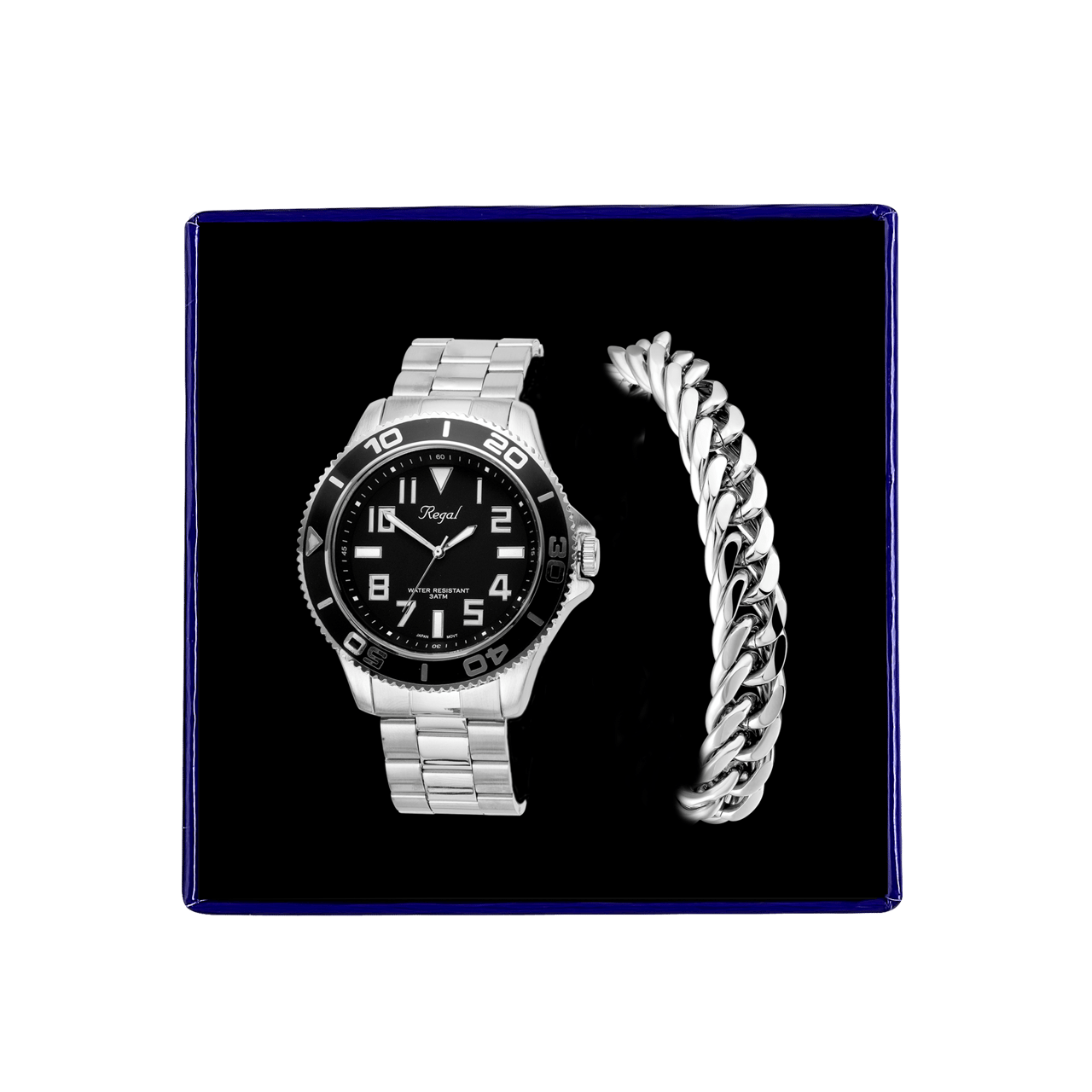 Gerecycleerd stainless steel set armband & regal horloge r14793-212