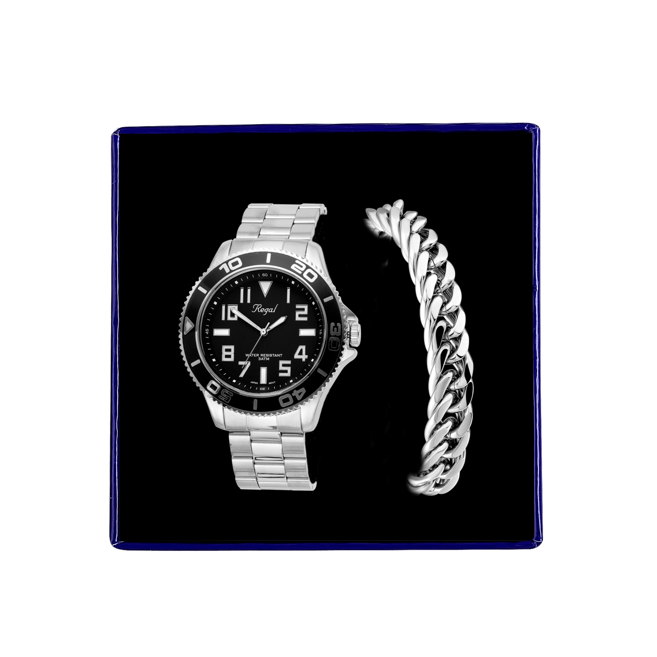 Gerecycleerd stalen set armband & regal horloge r14793-212