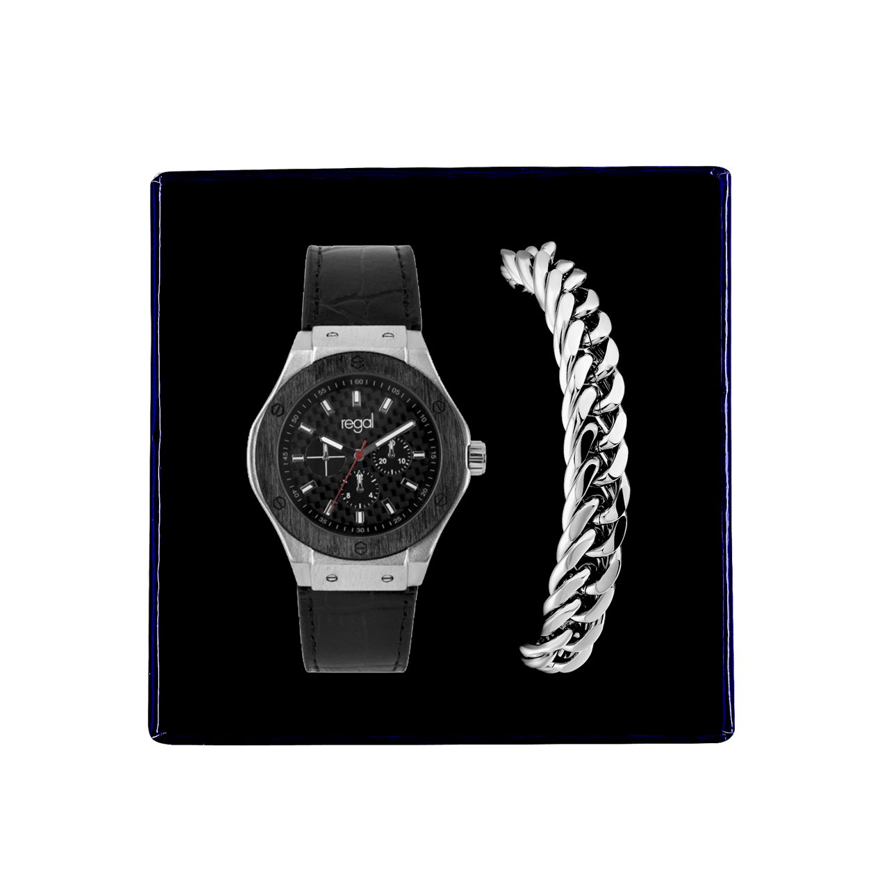 Gerecycled stalen set armband & regal horloge