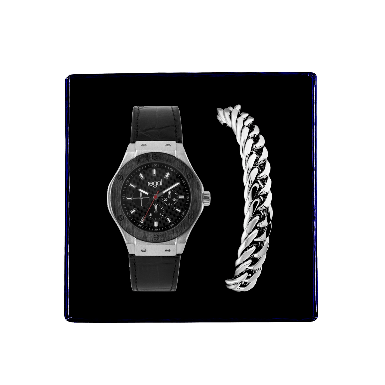 Gerecycleerd stainless steel set armband & regal horloge