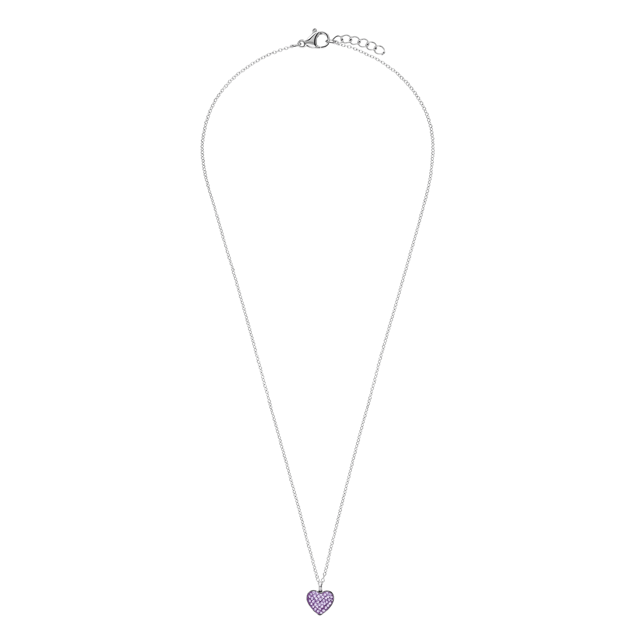 Little Miss Fabulous gerecycled stalen kinderketting hart met violet kristal