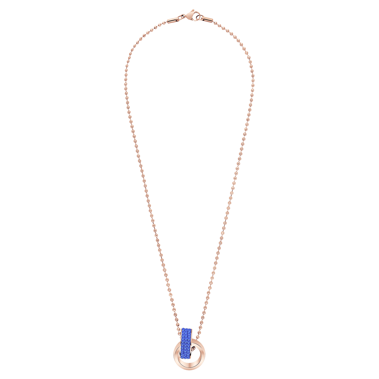 Stainless steel roséplated ketting met hanger met blauw kristal voor dames