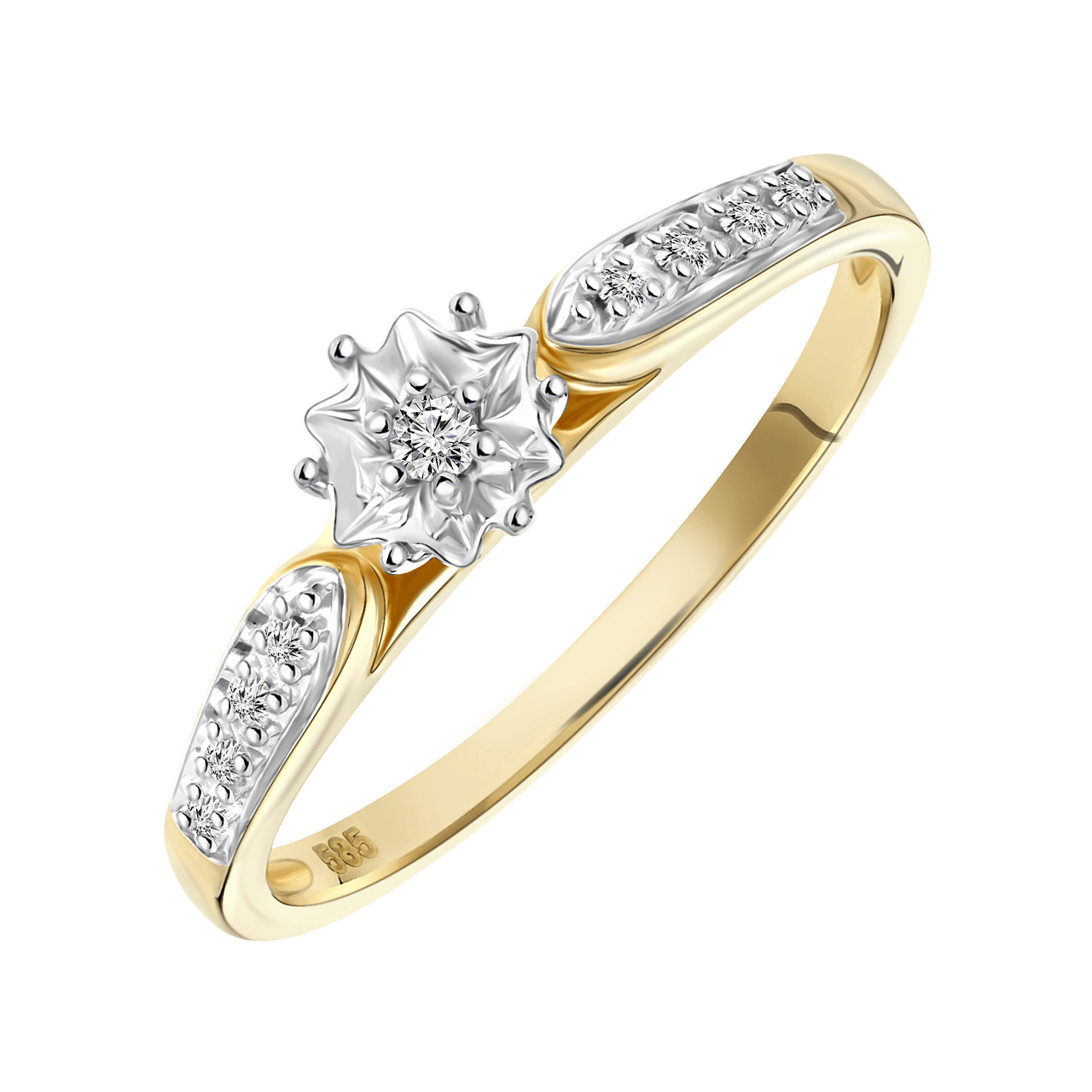 14K geelgouden dubbele ring 20 diamanten 0,10ct