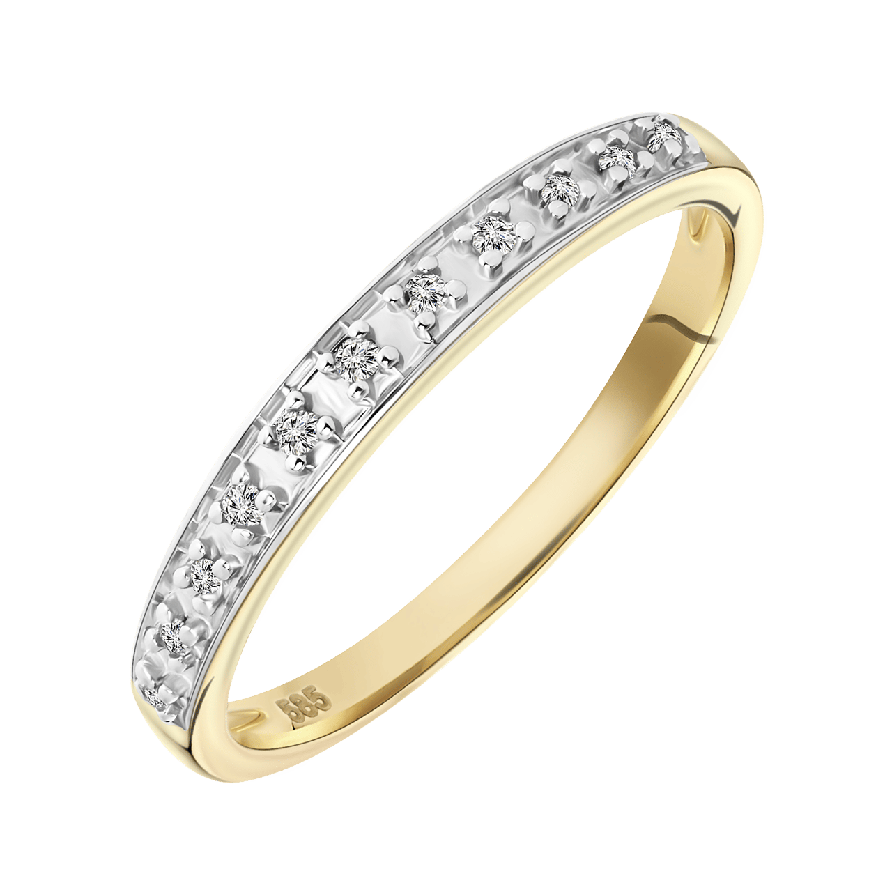 14K geelgouden dubbele ring 20 diamanten 0,10ct