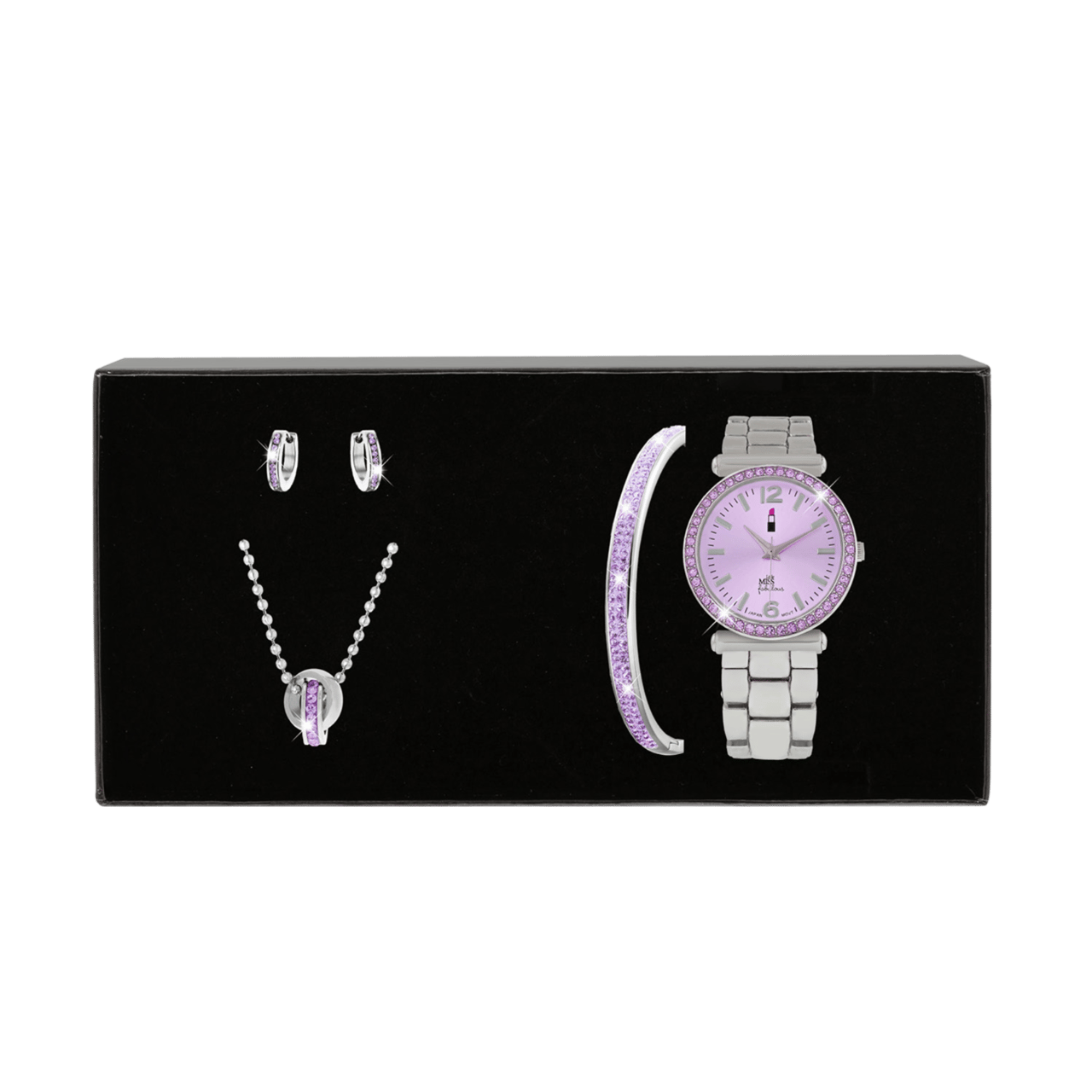 Gerecycled stainless steel kinderset met violet kristal