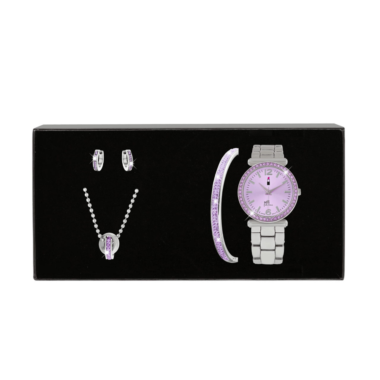 Gerecycleerd stalen kinderset met violet kristal