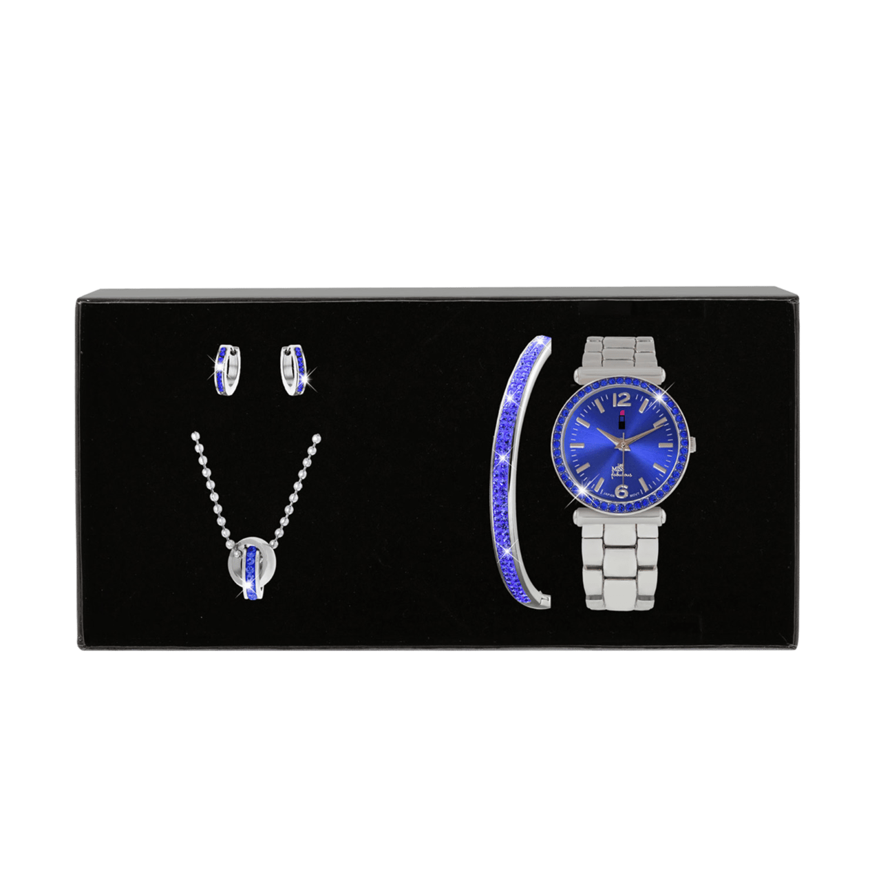Gerecycled stalen kinderset met sapphire kristal