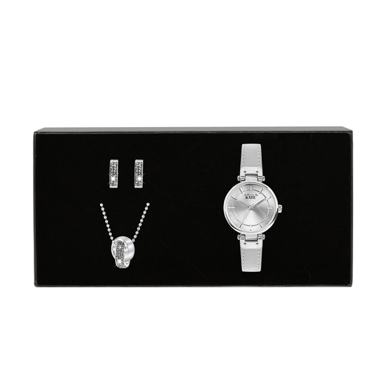 Gerecycleerd stainless steel set met black diamond kristal