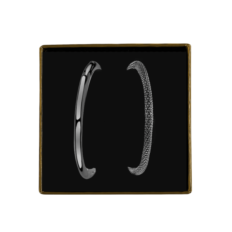Schwarz beschichtetes Silber-Set mit zwei Armbändern