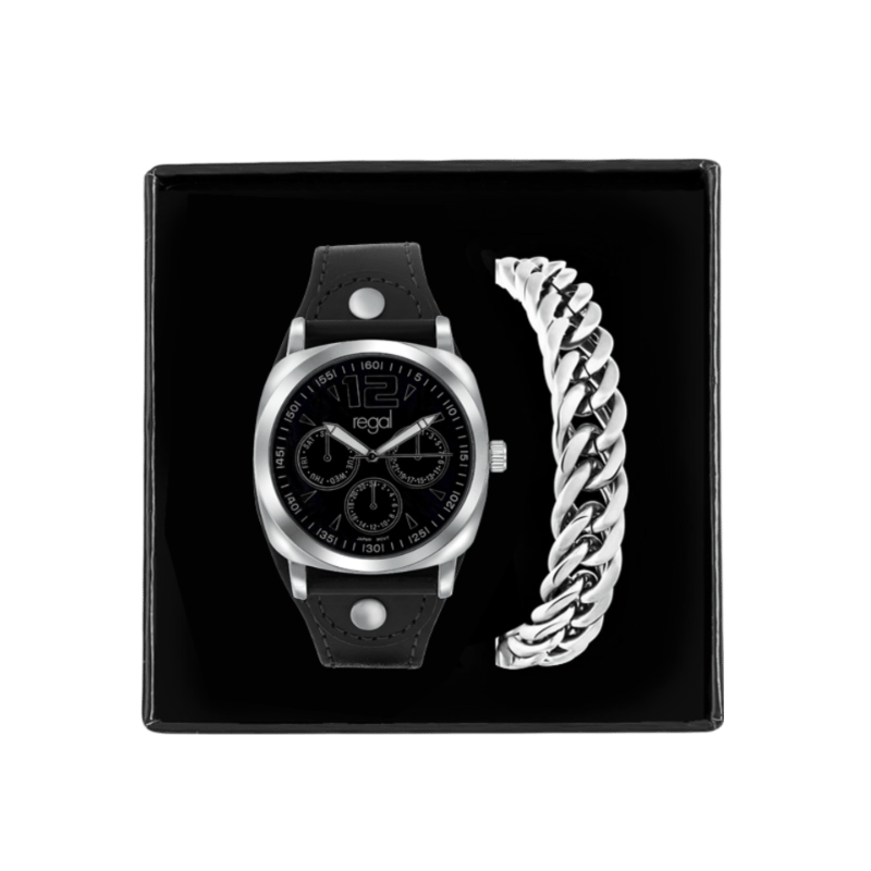 Gerecycleerd stainless steel set armband & regal horloge