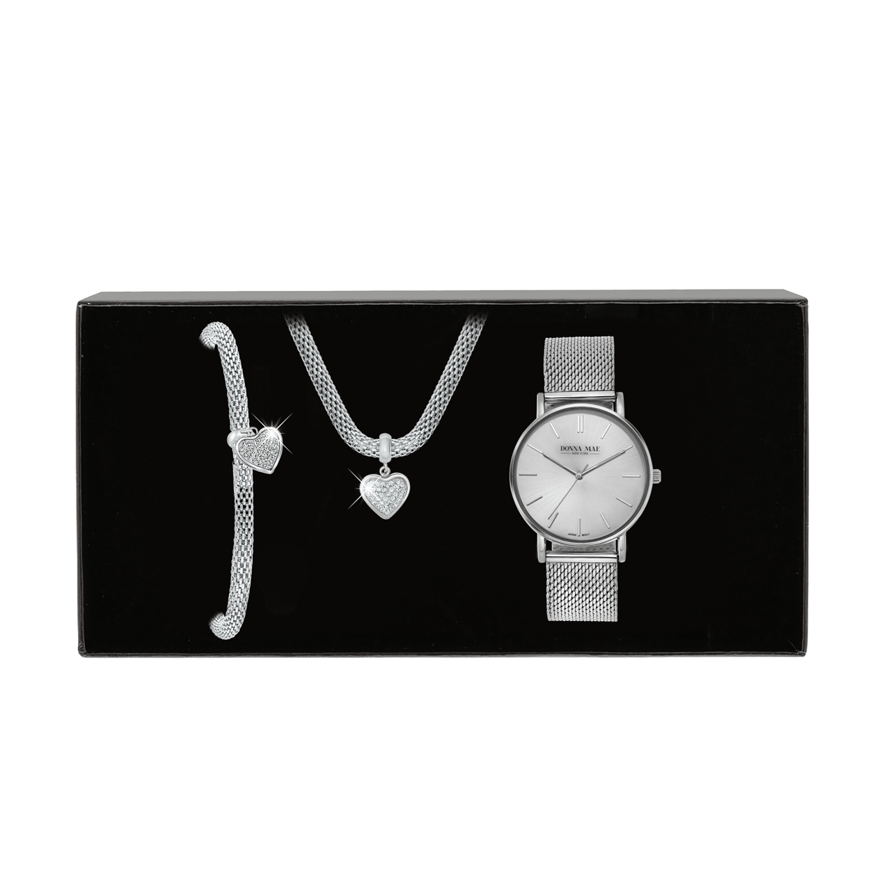 Gerecycled stainless steel set met hart kristal