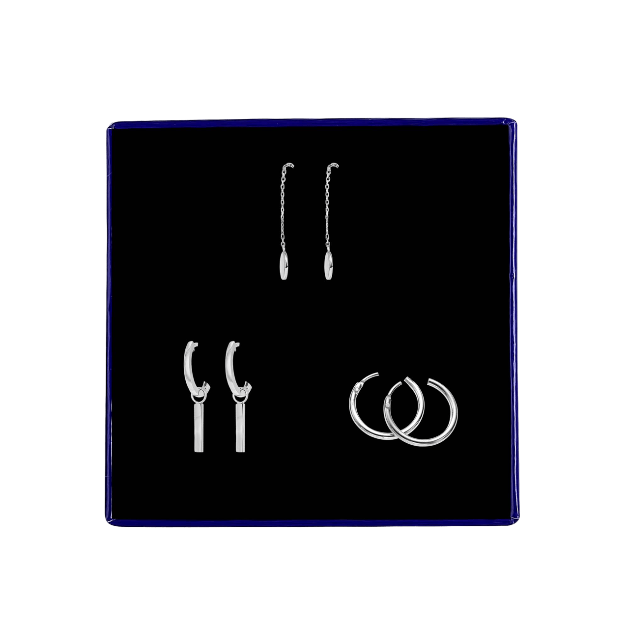 Zilveren set rhodiumplated oorbellen