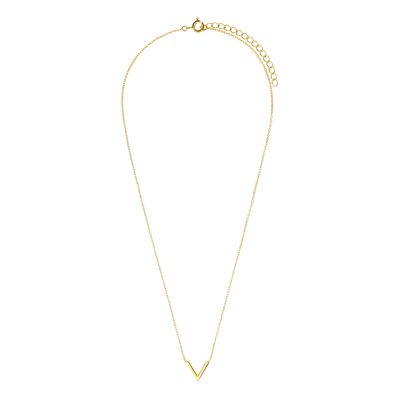 Zilveren ketting goldplated V