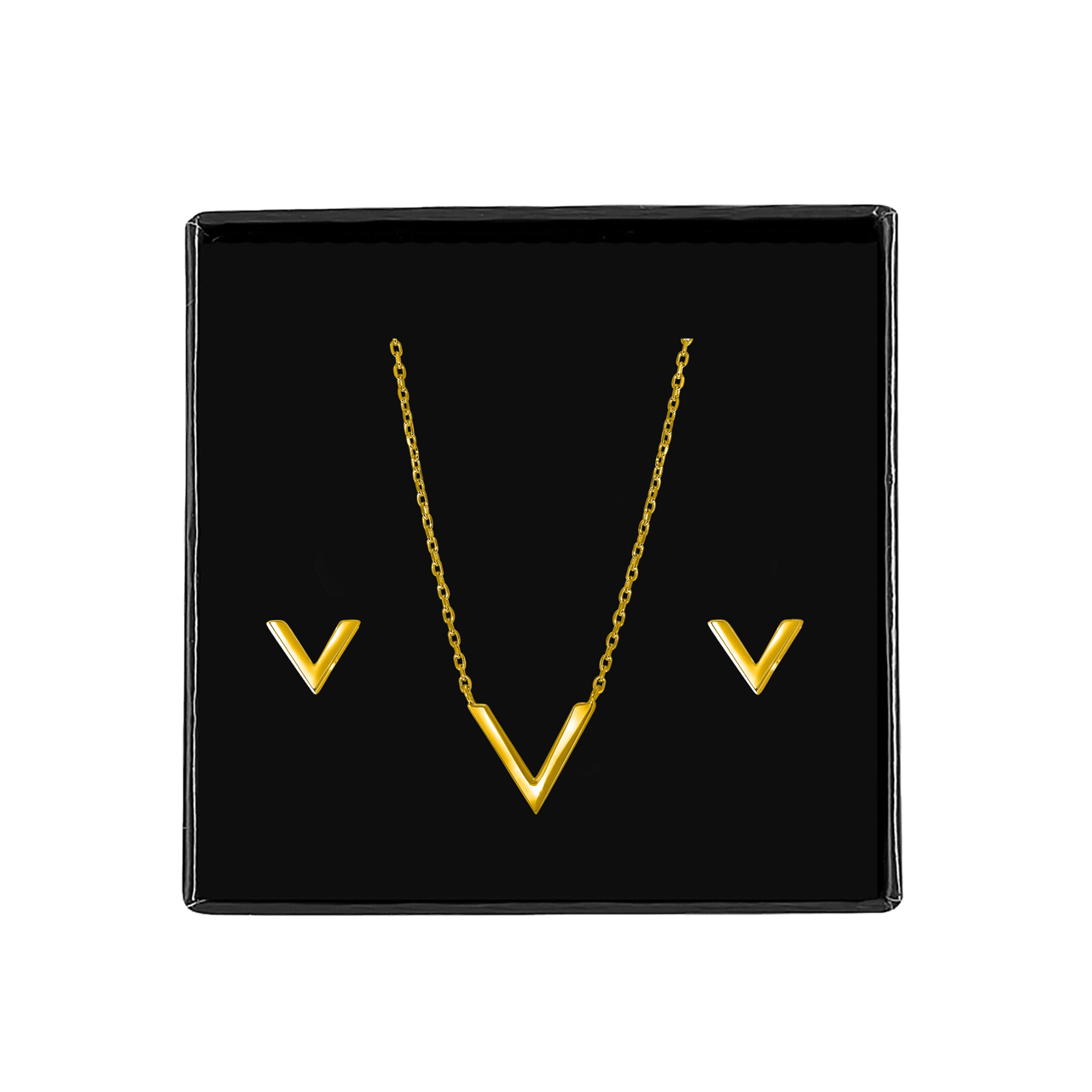 Silbernes Set mit vergoldetem V
