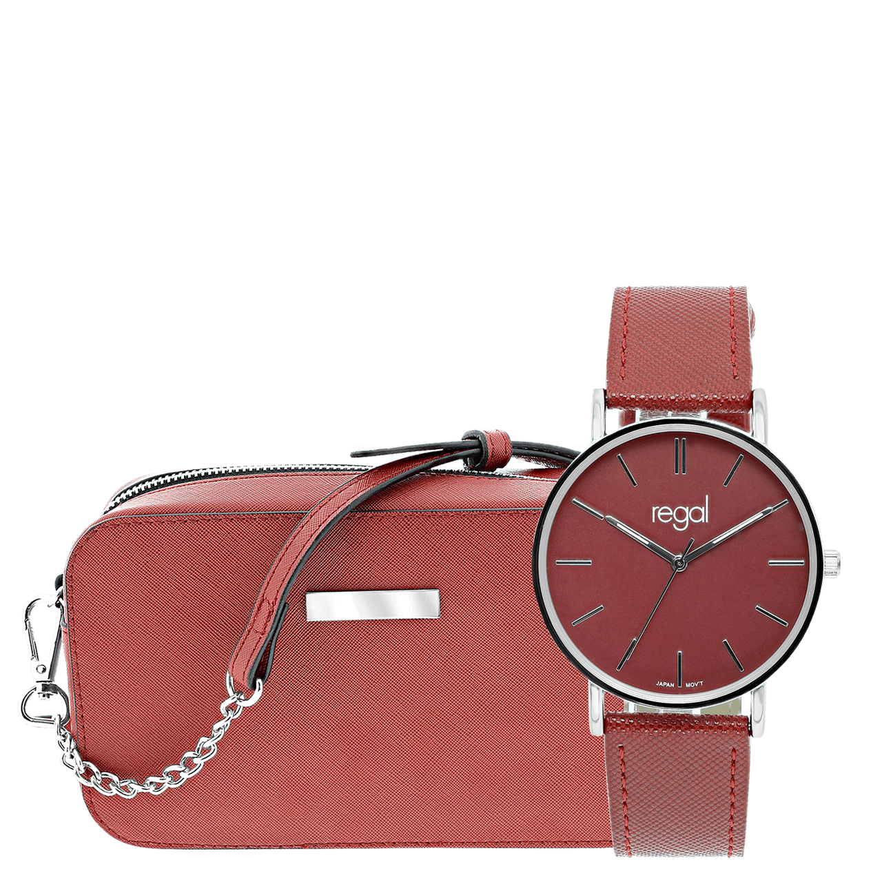 Regal horloge met een rode pu leren band